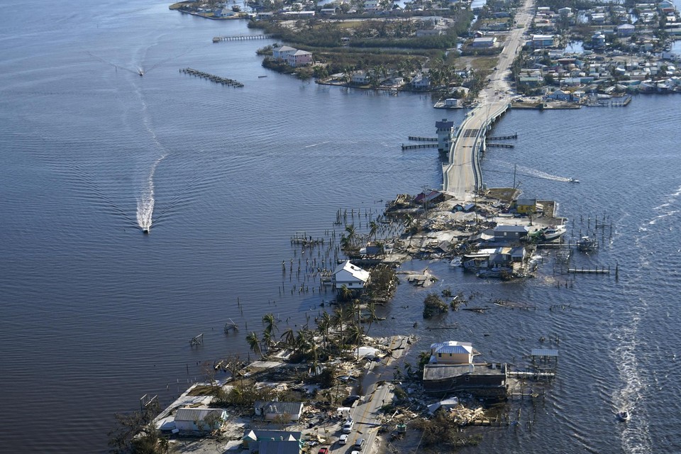Ravage na de passage van orkaan Ian in Florida. 