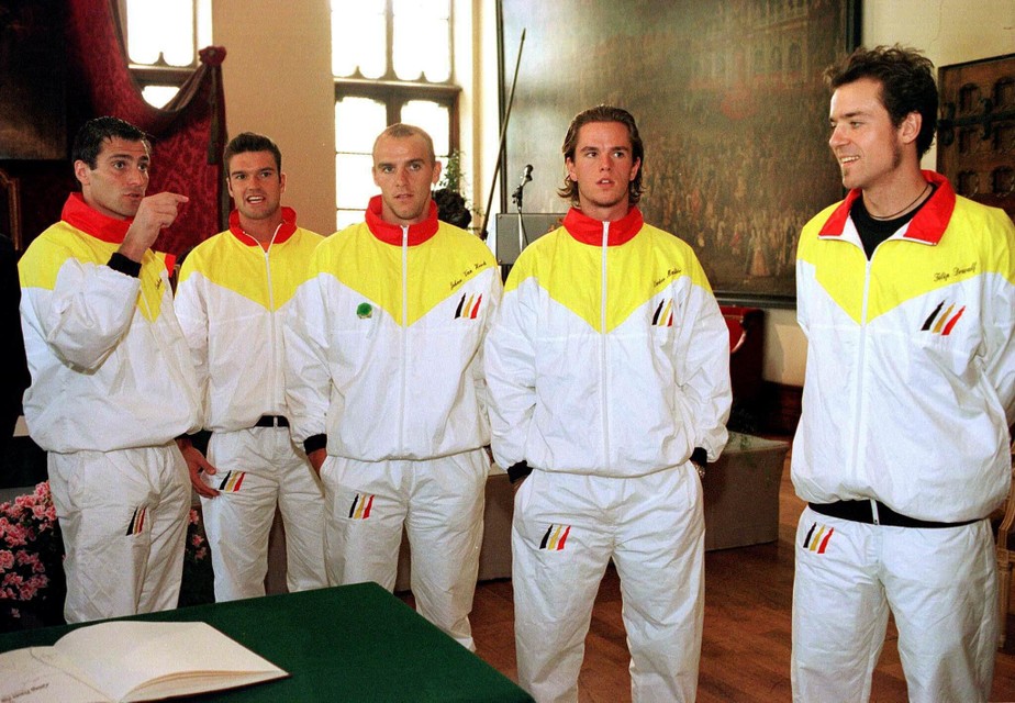 Christophe Van Garsse (2de van links) in de toenmalige Davis Cup-ploeg. 