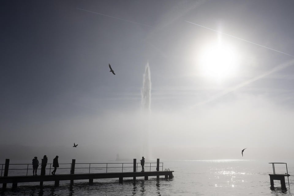 Het meer van Genève, op nieuwjaarsdag. 