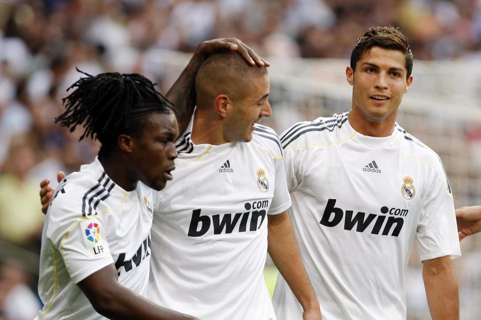 Royston Drenthe (l) speelde bij Real onder meer met Benzema en Ronaldo.