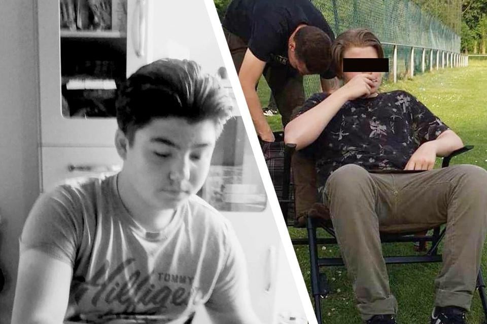 Links: de 15-jarige Milan, die werd neergestoken door een 19-jarige rivaal die is aangehouden op verdenking van moord (rechts) 