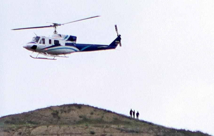 De helikopter bij vertrek vanuit Azerbeidzjan.