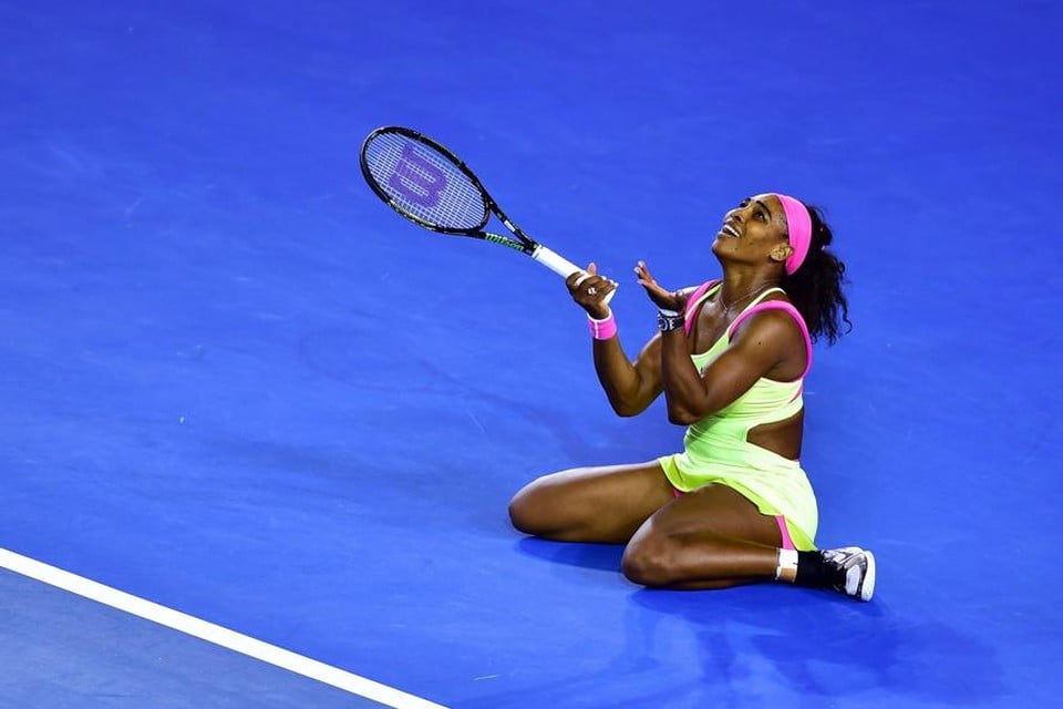 Serena Williams is dolblij met haar nieuwe grandslamtitel