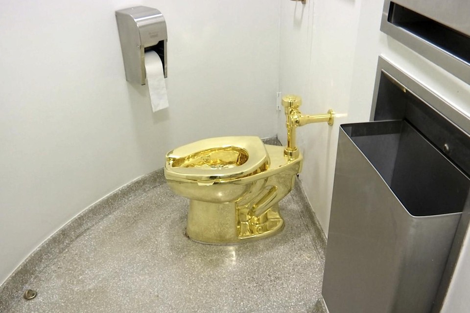 Het toilet in kwestie tijdens een tentoonstelling in het Guggenheim Museum in New York.