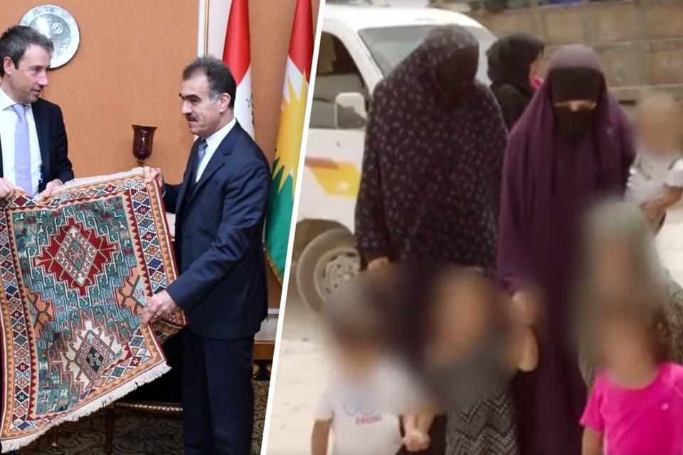 Buitenlandminister Philippe Goffin (links) zou tijdens zijn bezoek aan de Iraakse Koerden, onderhandeld hebben over de kinderen in Syrische kampen 