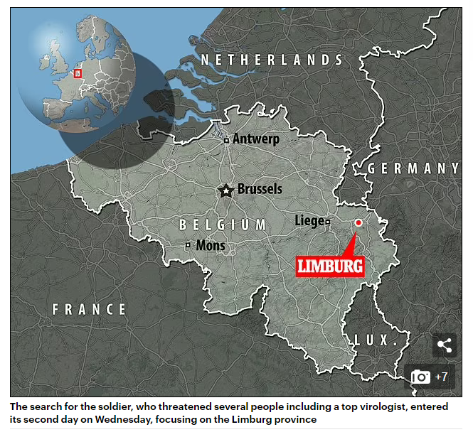 Het centrum van de klopjacht ligt in Limburg, luidt het in het onderschrift van het kaartje... 