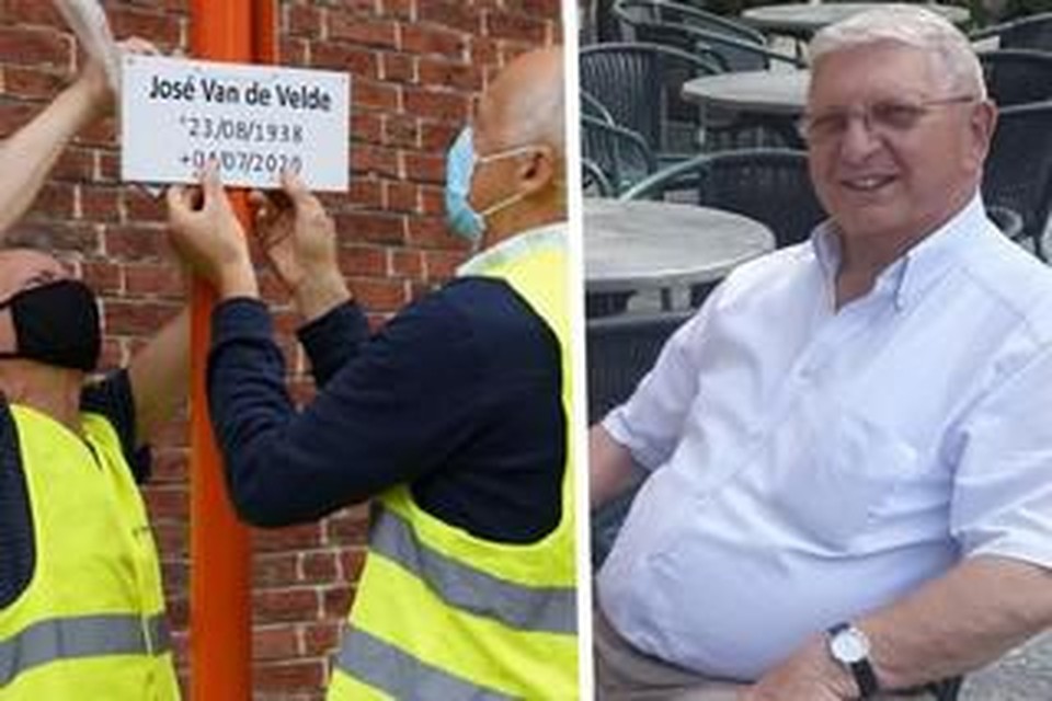 Op het kruispunt van de Dorpstraat en de Vlerickstraat werd deze zomer een bordje gehangen met de naam van de 81-jarige José Van De Velde 