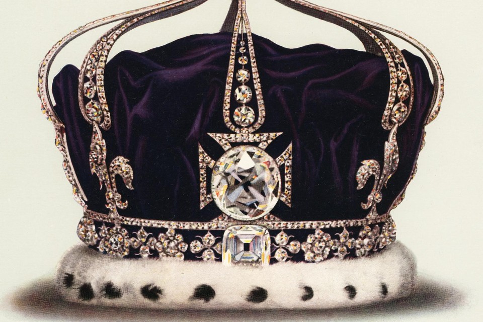De Koh-i-Noor-diamant maakt deel uit van de kroon van Queen Mum Elizabeth. 