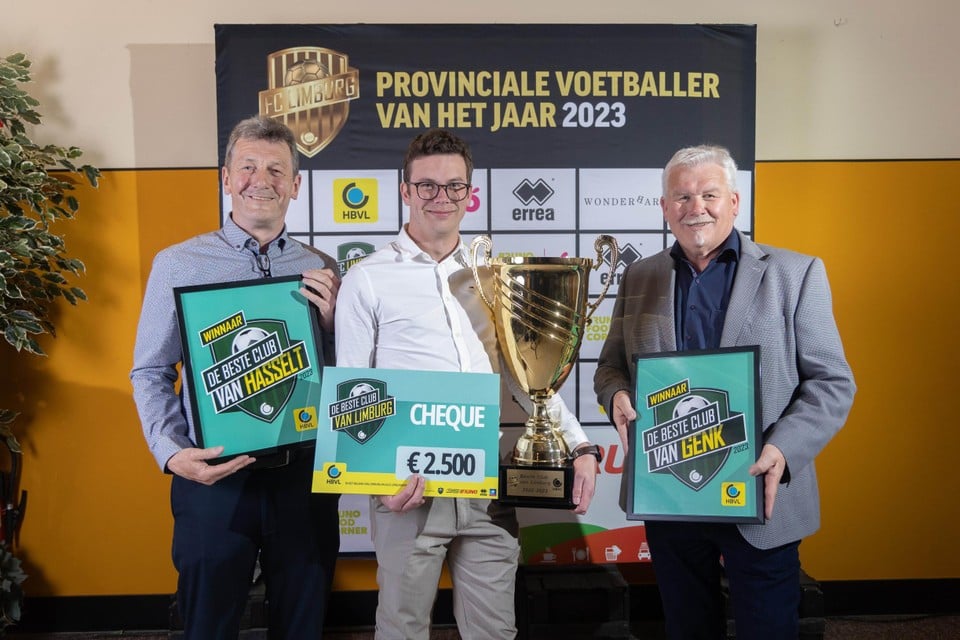 De top drie van 2023: Genk VV, Stevoort en winnaar Stokkem VV.