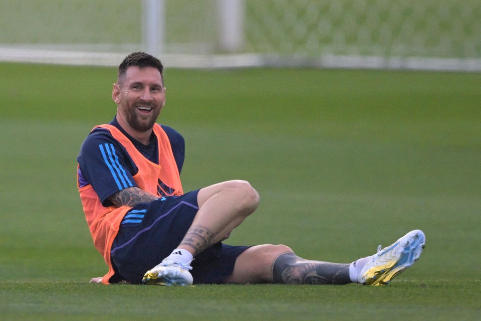 Messi op training bij Argentinië.