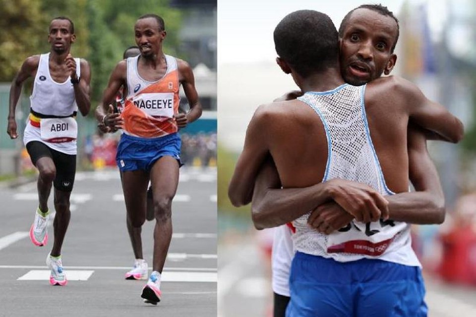 Abdi en Abdi: onze landgenoot Bashir Abdi had zijn brons op de olympische marathon ook te danken aan zijn Nederlandse trainingsmaat Abdi Nageeye. 