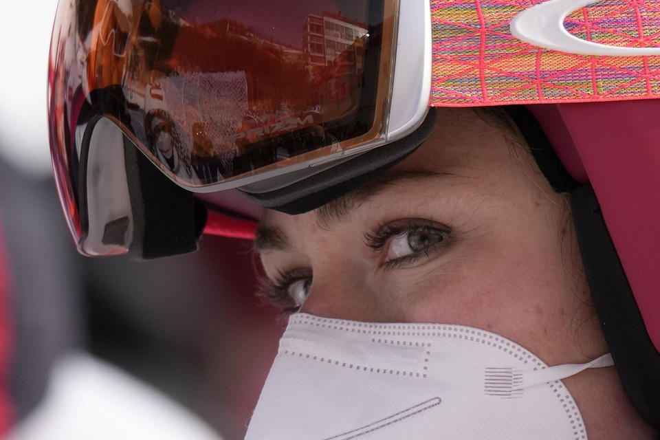 Mikaela Shiffrin, herkansing in de slalom. 