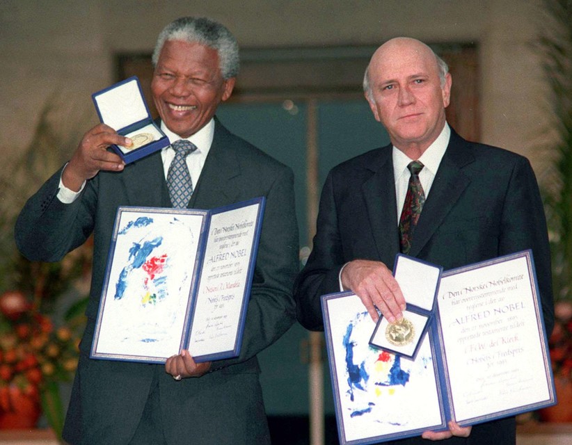 Nelson Mandela en Frederik Willem de Klerk 