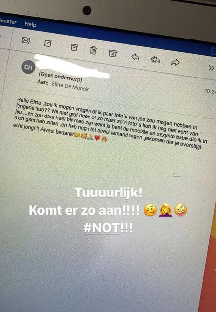 Eline De Munck deelde het ‘verzoek’ in haar Instagramstories  