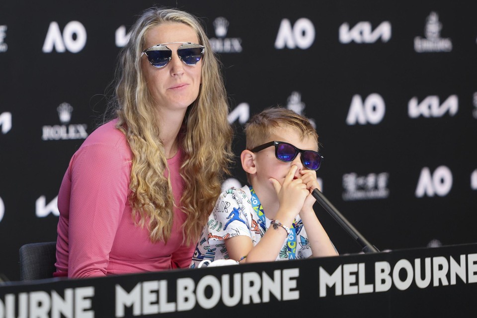 Victoria Azarenka met haar zoontje Leo.