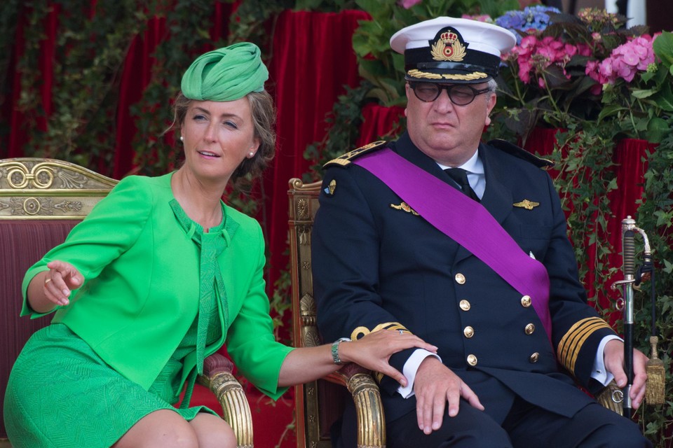 Prins Laurent en Claire tijdens het nationaal defilé, in 2015. 