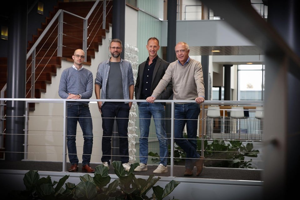 De vier partners van Gentoo (vlnr): CEO Hendrik Swennen van Gijbels Group, Maarten Ooms van Enerdo en Moonfish, Matti Gijbels en Herman Verwimp van Gijbels Group.