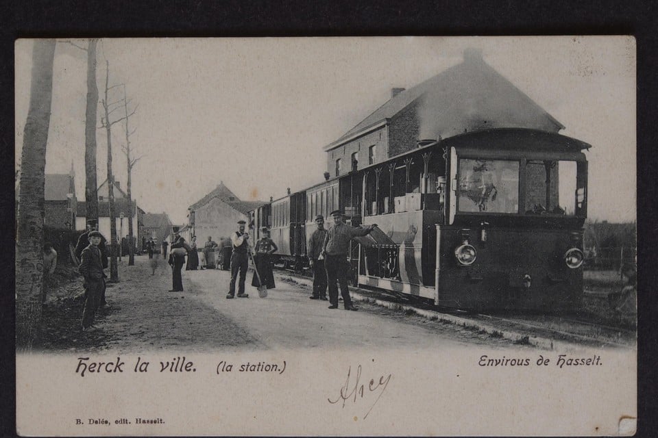 Herk-de-Stad in 1902, toen er nog een tramlijn door de gemeente liep. 