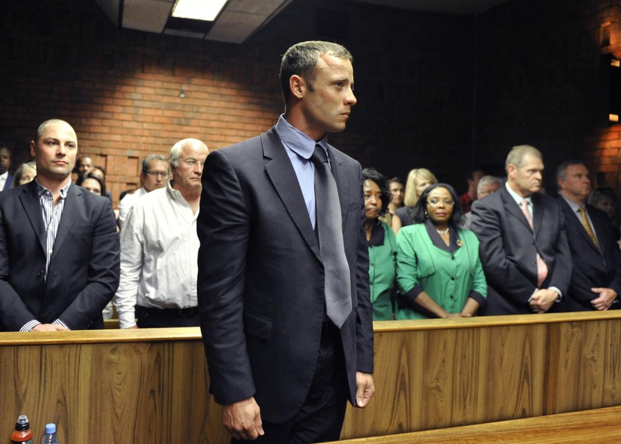 Pistorius tijdens een hoorzitting over zijn borg, kort na de feiten.