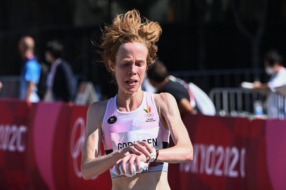 Mieke Gorissen in actie op de olympische marathon in Tokio. 