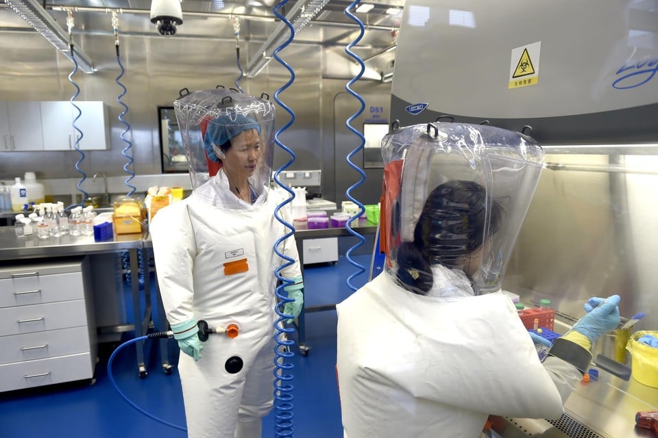Twee virologen aan het werk in het lab van Wuhan, pre-cornatijd. 