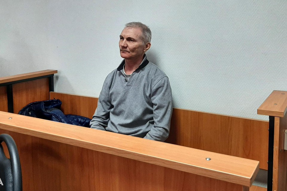 Alexej Moskalev voor zijn vlucht en verdwijning in de beklaagdenbank in Jefremov.