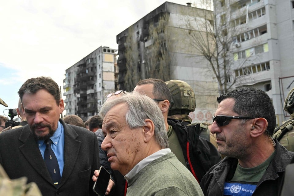 VN-secretaris-generaal Guterres in Kiev. 