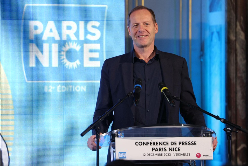 Prudhomme tijdens de voorstelling van Parijs-Nice 2024.