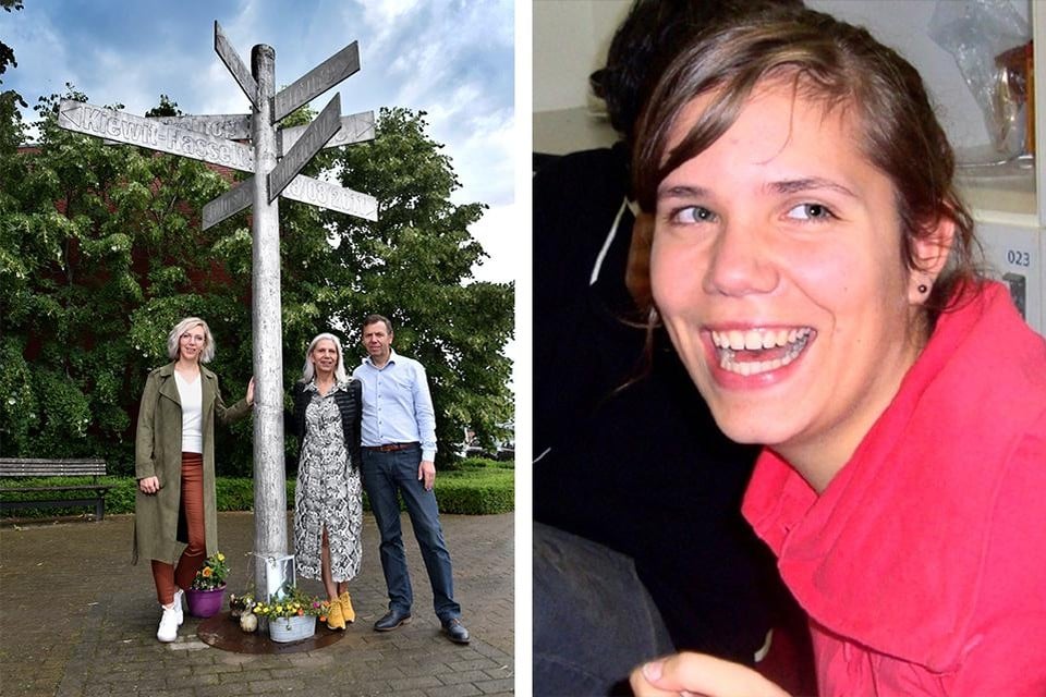 Zus Nele, mama Katrien en papa Dirk van de overleden Marijke De Wilde (21). 