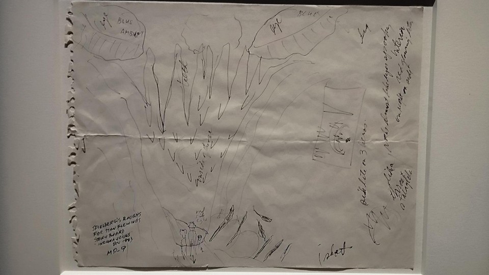 Een schets van Steven Spielberg voor een grot in Indiana Jones.
