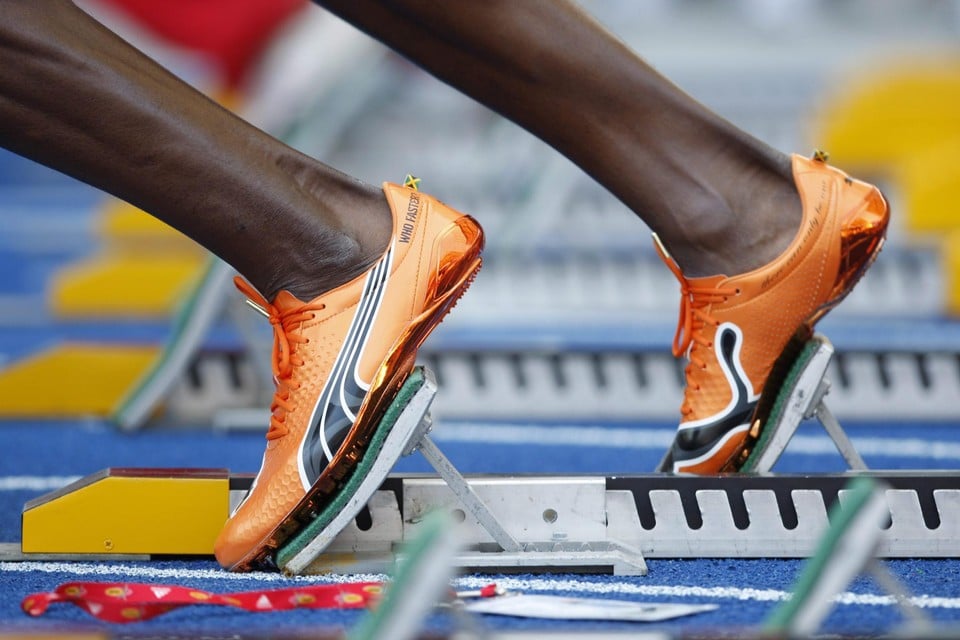 De Puma-loopschoenen van Usain Bolt. 