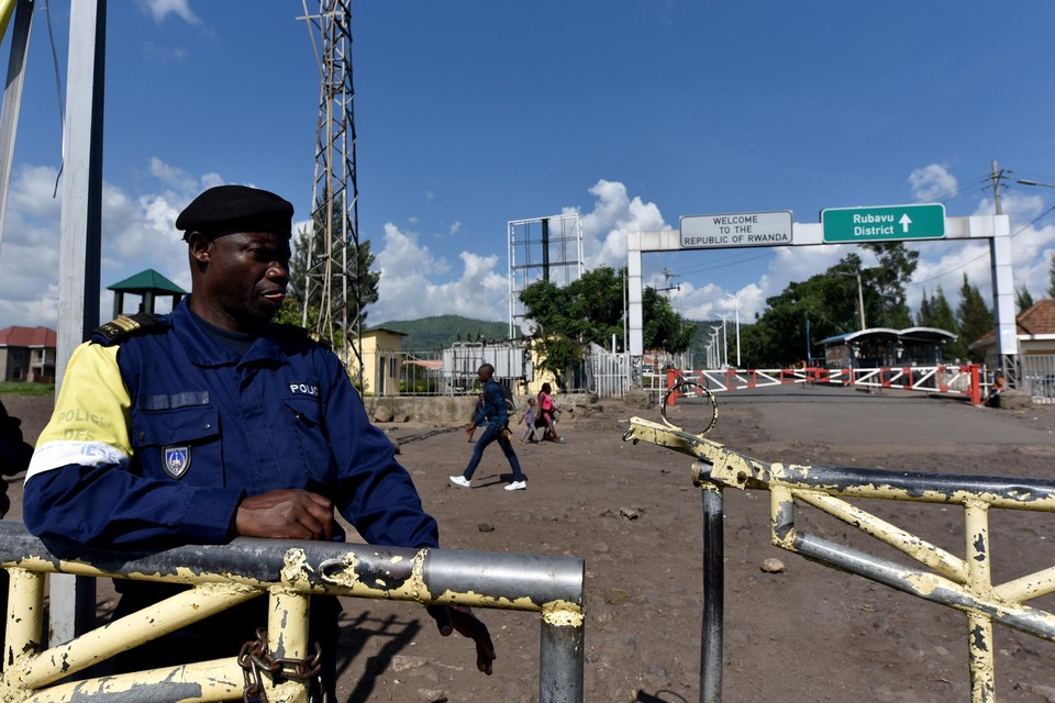 Een politieagent in Goma. 