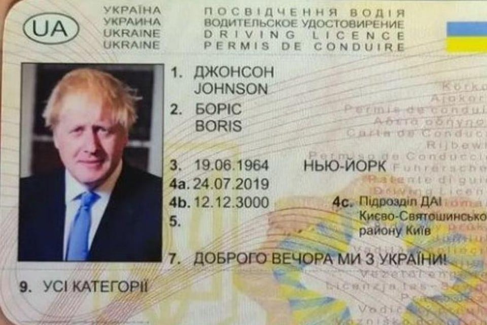 De man gebruikte een vals rijbewijs van Boris Johnson.