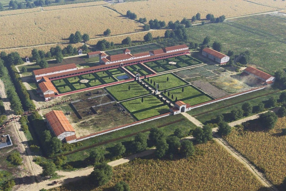 Zo moet een Romeinse villa eruit hebben gezien. Hier in het Nederlands-Limburgse Voerendaal-Ten Hove.