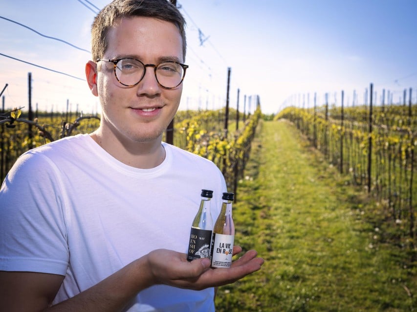 Jeroen Houben (24) startte in navolging van zijn vader zijn eigen wijnbedrijf, Jerom Winery. 