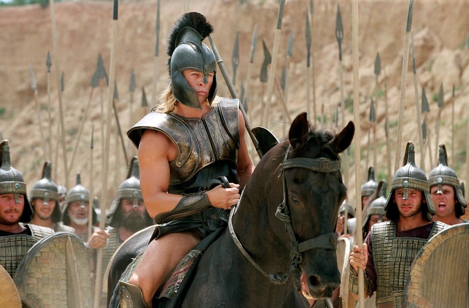Brad Pitt als Achilles in ‘Troy’ in 2004.