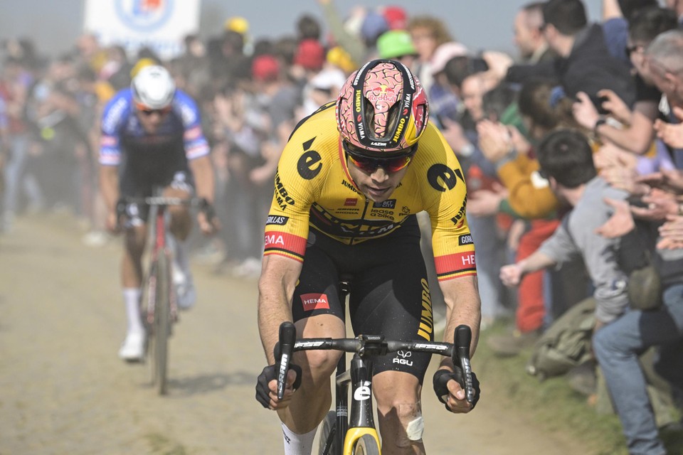 Van Aert tijdens de recentste Parijs-Roubaix.