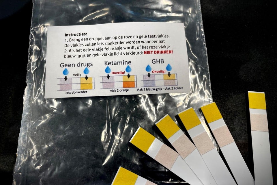 Onze kit bevatte zes testen op ketamine en GHB. 