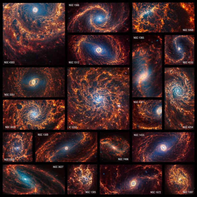 Spiraalstelsels, in beeld gebracht door de James Webb-telescoop