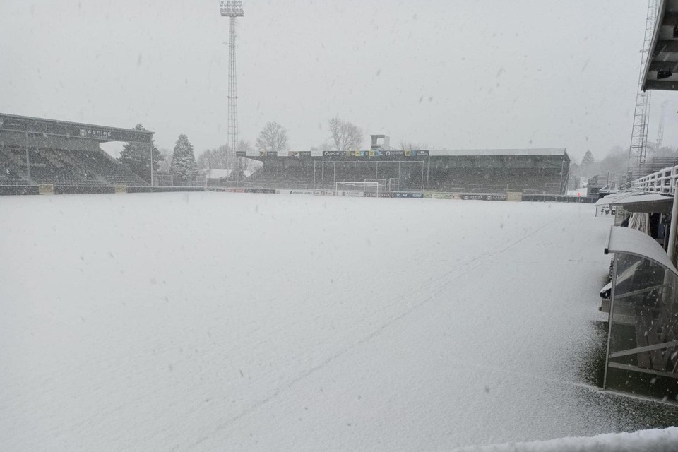 Het stadion van Eupen, waar om 20.45 uur de wedstrijd tussen AS Eupen en KRC Genk gepland staat.