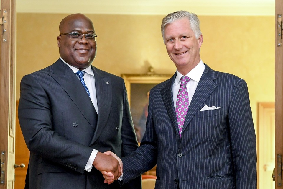 Koning Filip (rechts) met de Congolese president Thisekedi. 
