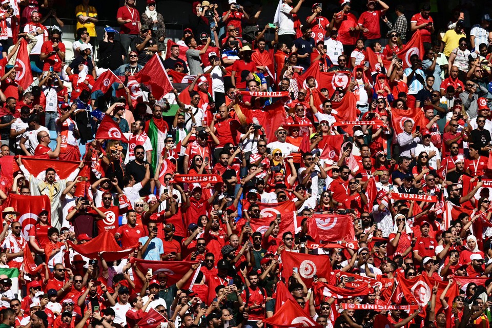 De Tunesische fans zorgden met hun gezangen voor een geweldige WK-sfeer. 