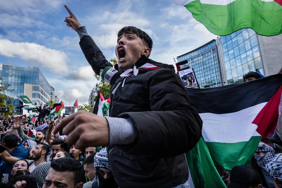 Eind oktober werd in Brussel betoogd tegen het geweld van Israël in Gaza.
