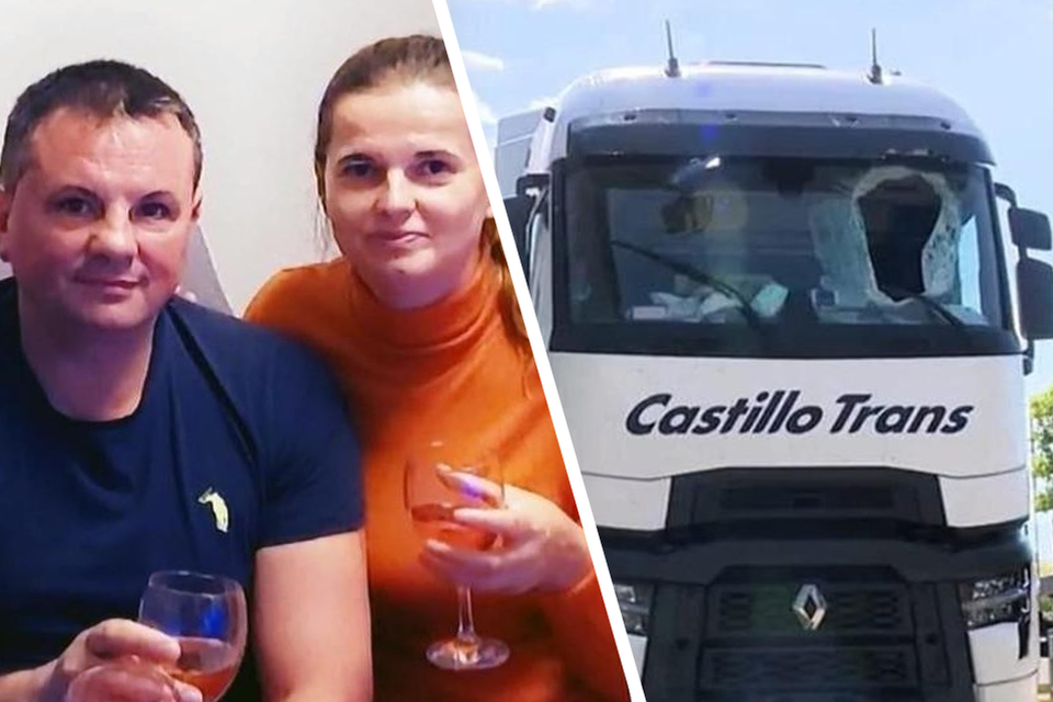 Bij het incident op 11 mei kwam een Roemeense vrachtwagenchauffeur (links) om het leven, zijn echtgenote (centraal) zat bij hem in het voertuig op het moment van zijn dood.