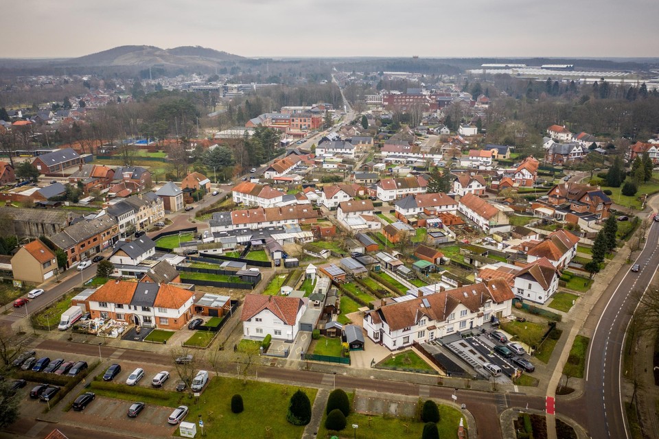 In Heusden-Zolder wordt van alle Limburgse gemeenten de meeste ruimte ingenomen door huizen en tuinen. Zicht op de mijncité van Berkenbos. 