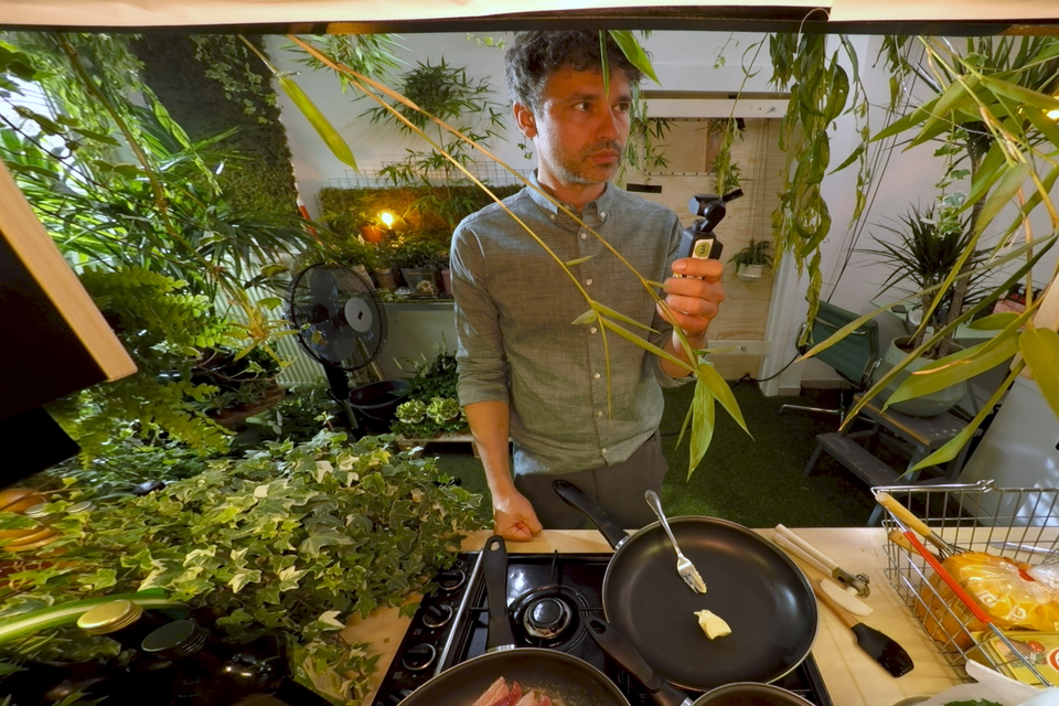 Thomas Vanderveken bouwt zijn keuken om tot een kleine jungle om na te gaan of planten een zuiverend effect hebben op binnenlucht. 