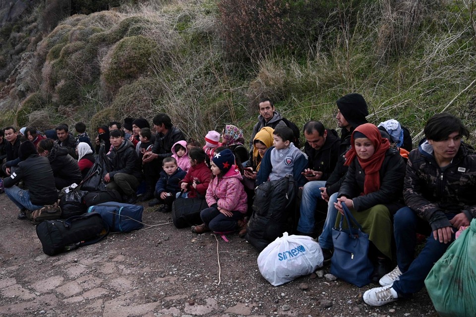 Migranten op het eiland Lesbos 