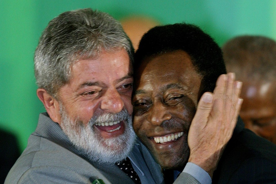 Lula da Silva en Pelé in 2008. 