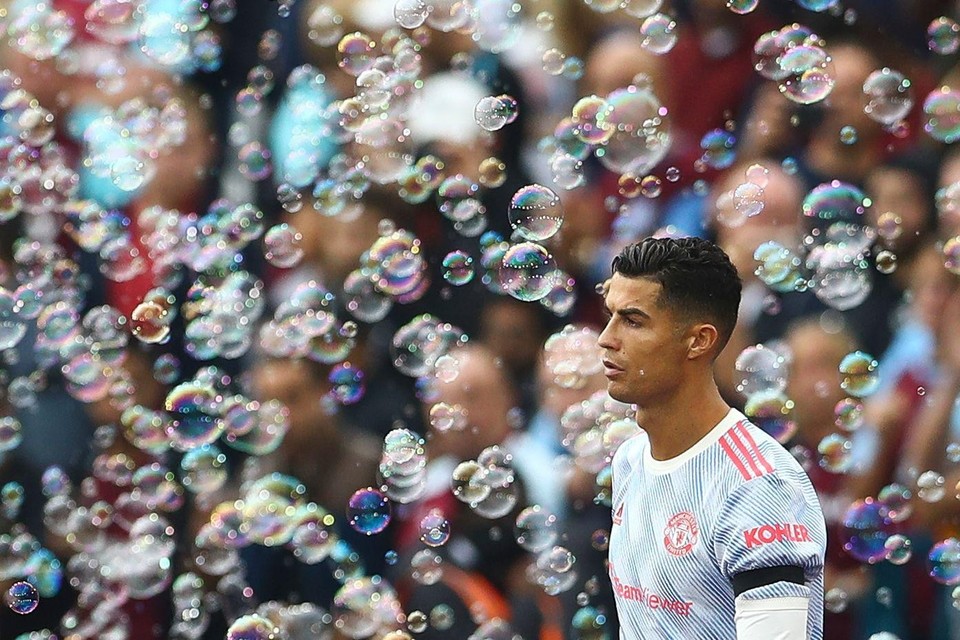 Ook Ronaldo en Manchester United werden vorige maand met ‘bubbles’ verwelkomd bij West Ham. 