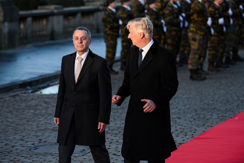De Zwitserse bondspresident Ignazio Cassis werd vandaag plechtig ontvangen op het Koninklijk Paleis. 